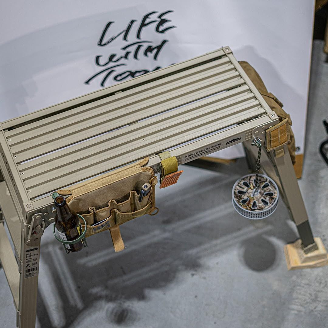 キャンプ DRS-0780c アウトドア 三段 サンドベージュ ステップ 脚部伸縮足場台 長谷川工業 脚立 ×Hasegawa WHATNOT ワットノット