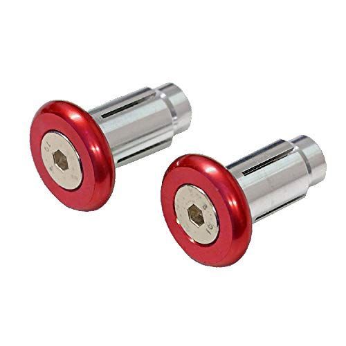 レッド モトベース（MOTO BASE）ハンドルパーツ 汎用アルミバーエンド MBBED-05（レッド/内径：φ14～19mm用）
