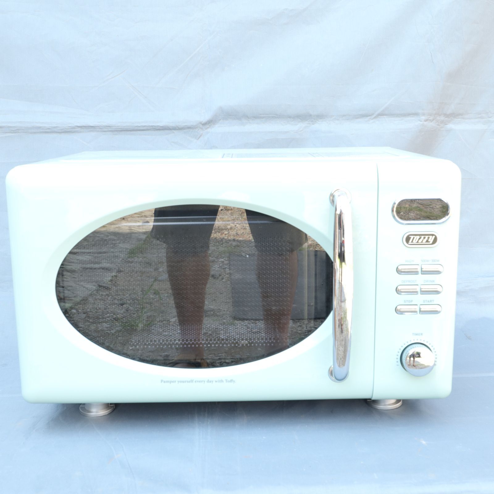 動作 済|現状渡し LADONNA|ラドンナ Toffy|トフィー コンパクト 電子レンジ K-DR1 17L フラットテーブル レトロデザイン