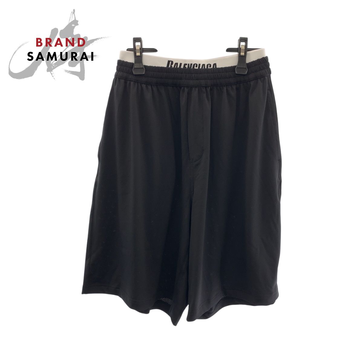 バレンシアガ レイヤードメッシュロゴ サイズS ブラック ポリエステル 698317 4C0B4 ハーフパンツ ショートパンツ 502313
