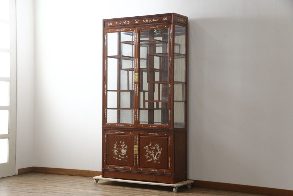 ビンテージ☆螺鈿細工 らでん 飾り棚 キャビネット キュリオケース