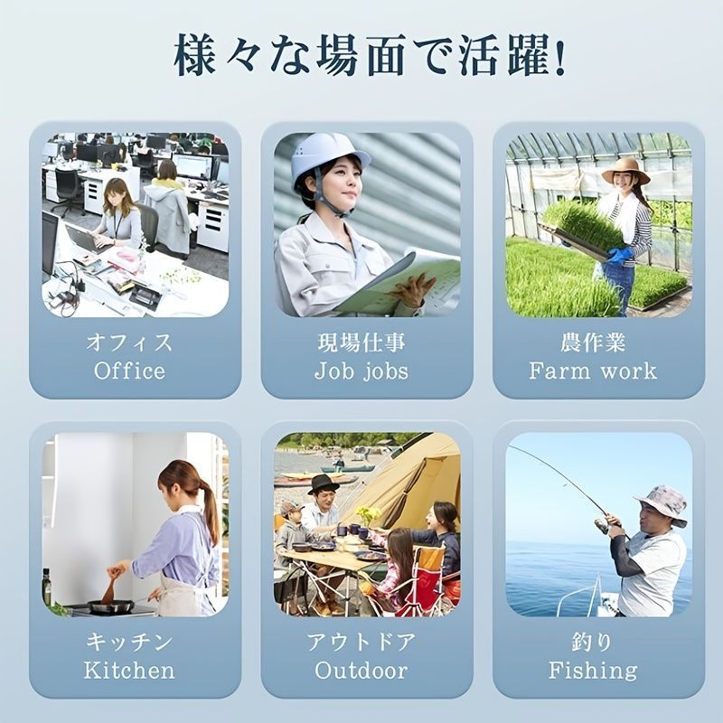 360°全身冷却機能付きポータブルUSB充電式ネックファン