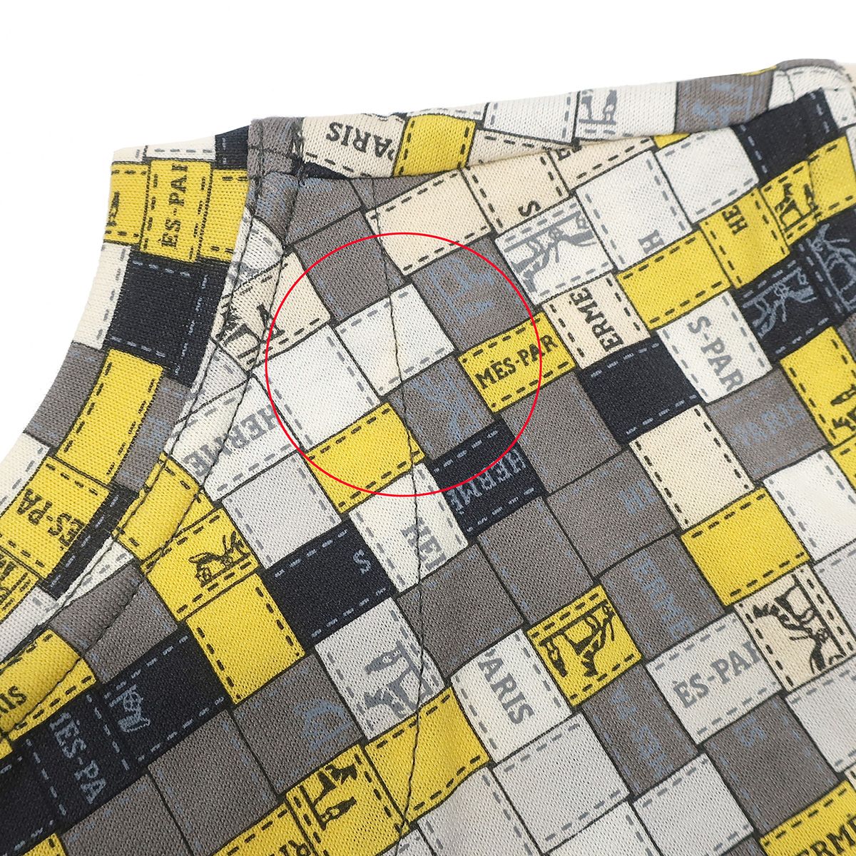 HERMES - エルメス HERMES 半袖Ｔシャツ マイクロTシャツ コットン イエロー×グレー×マルチカラー 34 【Bolduc au Carre /ボルデュックチェック】【中古】 エルメス HERMES 半袖Tシャツ マイクロTシャツ コットン イエロー