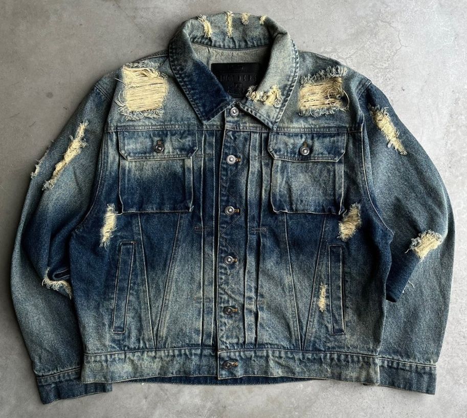 B.BALLSY ボールジーブラザーズ Damaged overdyed loose denim jacket 