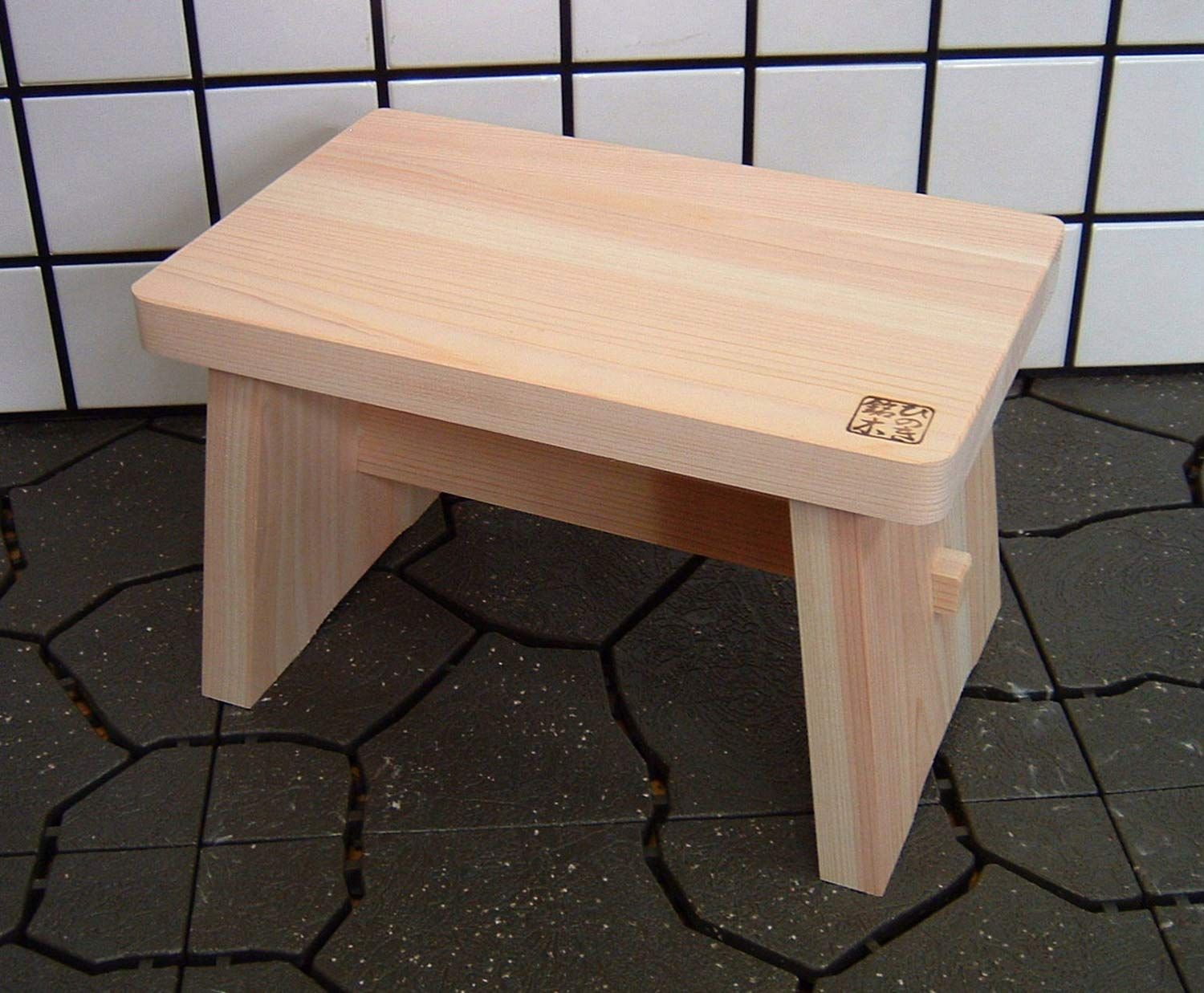 木曽工芸 風呂椅子 日本製 木製 ひのき 小 巾26 奥16 高16 cm ベージュ