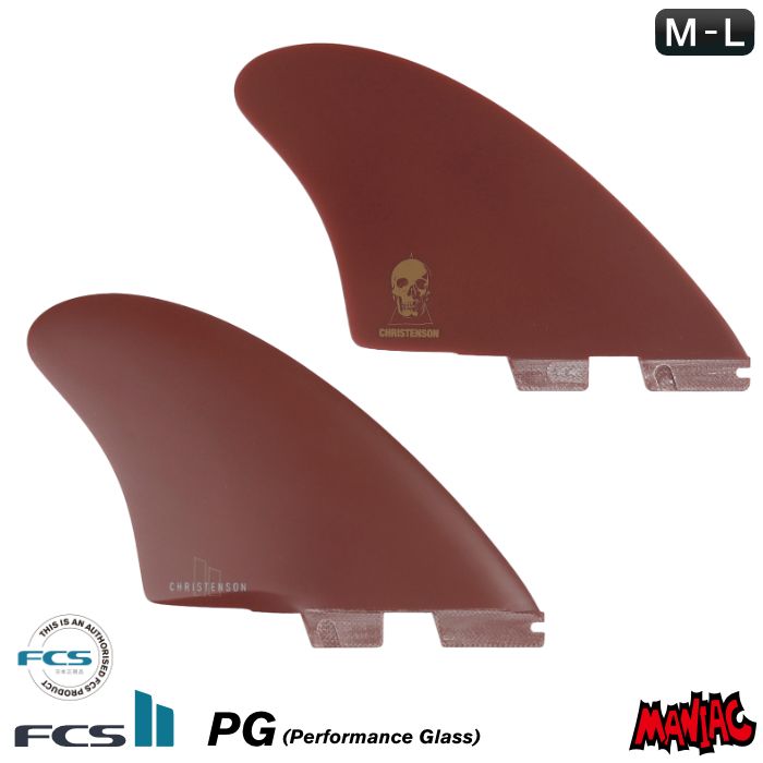 FCS2 FIN エフシーエス2フィン ツインフィン CHRISTENSON KEEL - PG RED クリステンソンキール パフォーマンスグラス M-Lサイズ キールフィン ショートボード用 ２フィン サーフィン