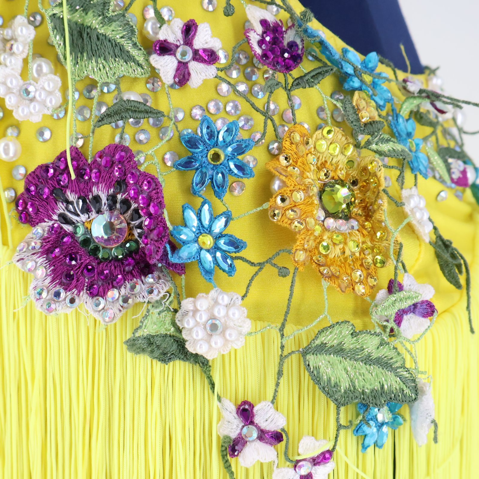 美品 社交ダンス衣装】ワンピース ドレス ラテン 黄色 イエロー