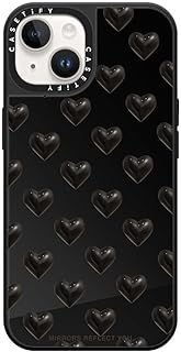 CASETiFY ミラー iPhone 14 ケース 1.5mからの落下試験をクリア|MagSafe に対応 - black hearts - ブラック ブラックバンパー
