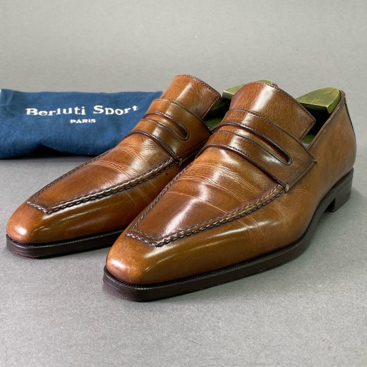 1d22 Berluti ベルルッティ Andy アンディ デムジュール レザーローファー 6 1|2 ブラウン Leather シューズ ビジネス シューツリー 保存袋 付属