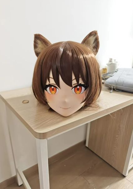 全頭マスク カツラ付き ロック付き NO.436 ドール ヘッドロリータ人形 コスプレ 変身 仮装 着ぐるみ kigurumi 二次元