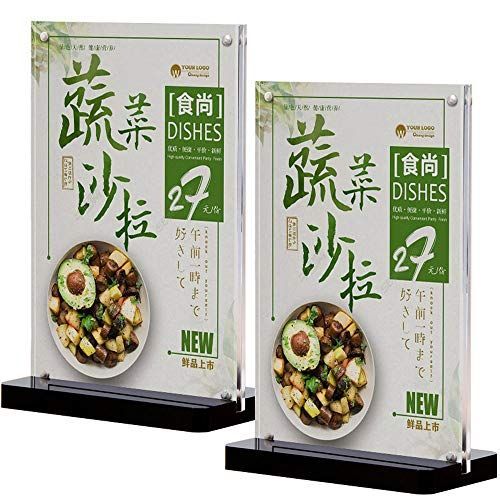 縦置き_A6 SVIAO サインホルダー メニュースタンド フォトフレーム 透明アクリル ポップスタンド T型 縦A6 2個入
