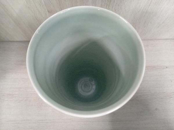 砥部焼 青磁渦紋花瓶 中本洋作 花びん 花器 高さ約25.5cm 箱有り
