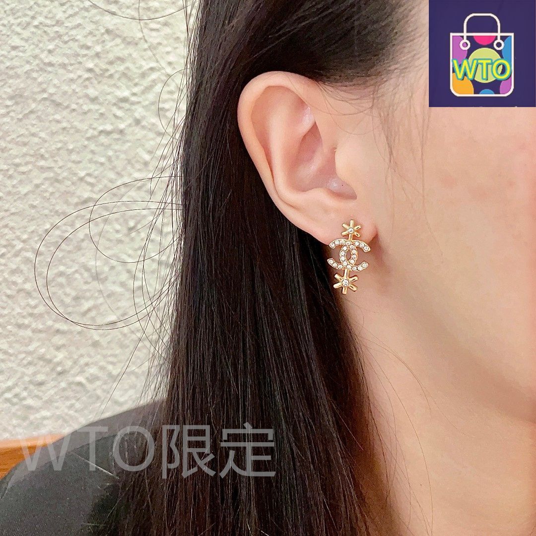 CHANEL ビンテージ ピアス VINTAGE CHANEL/シャネル】pierce logo blue border(両耳