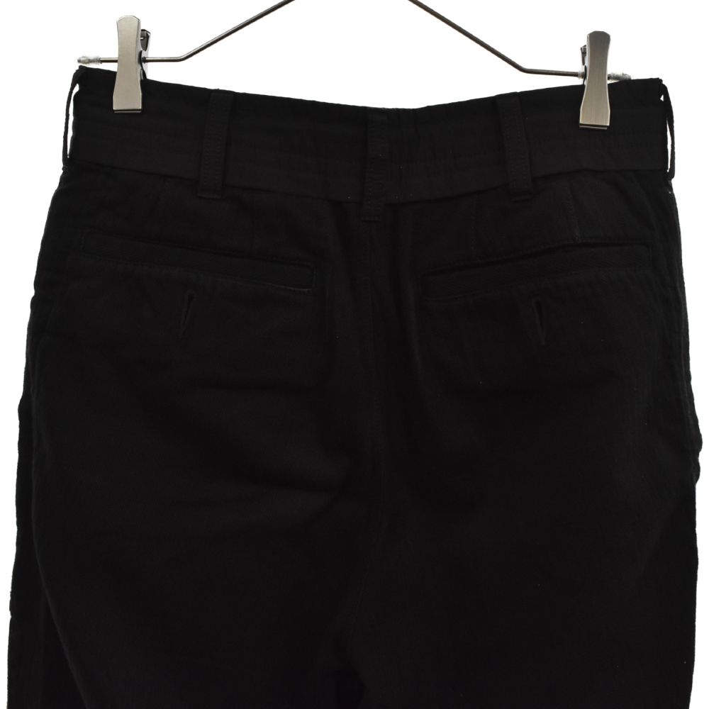 サカイ　ハーフパンツ　ストライプ　ベルト　ブラック　2　異素材ドッキング　切替 Sacai (サカイ) 22SS ヒッコリーストライプパンツ ブラック 22