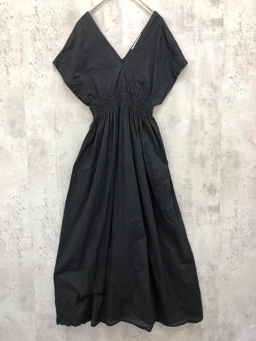 新品未使用 MARIHA ブラック 黒 ワンピース レース 夏の光 36 マリハ MARIHA マリハ 夏の光のドレス コットン 無地 Vネック ロング