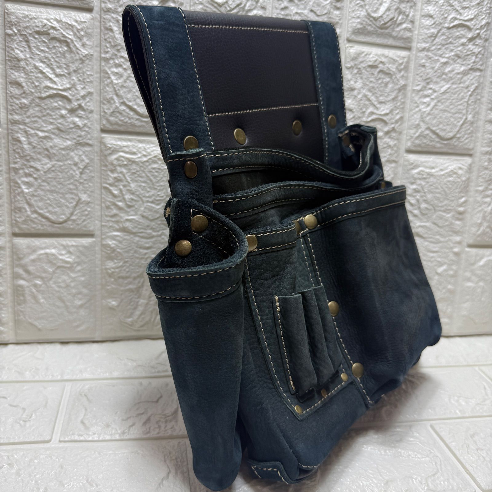 ANFANG ヌバッグ 四型釘袋 墨つぼホルダー ANF-3 藍色 腰袋 大工さん 職人さん 釘袋 premium quality HRDEVELOPMENT_JP