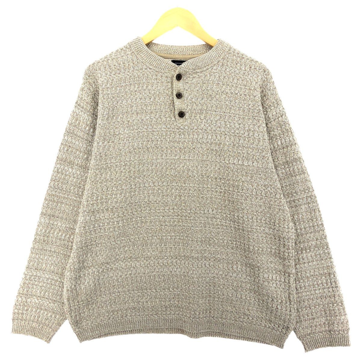 古着 HAGGAR ヘンリーネック コットンニットセーター メンズL相当/eaa463714