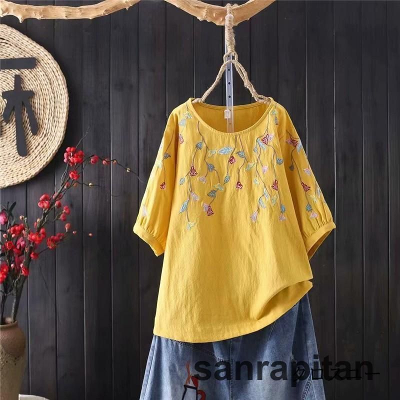 ブラウス シャツ レディース トップス 半袖 夏 五分袖 花柄 リネン 刺繍 Uネック チャイナ服 ゆったり 大きいサイズ フリル 体型カバー 夏服 夏 カジュアル 楽天市場】ブラウス シャツ レディース トップス 半袖 夏 五分袖