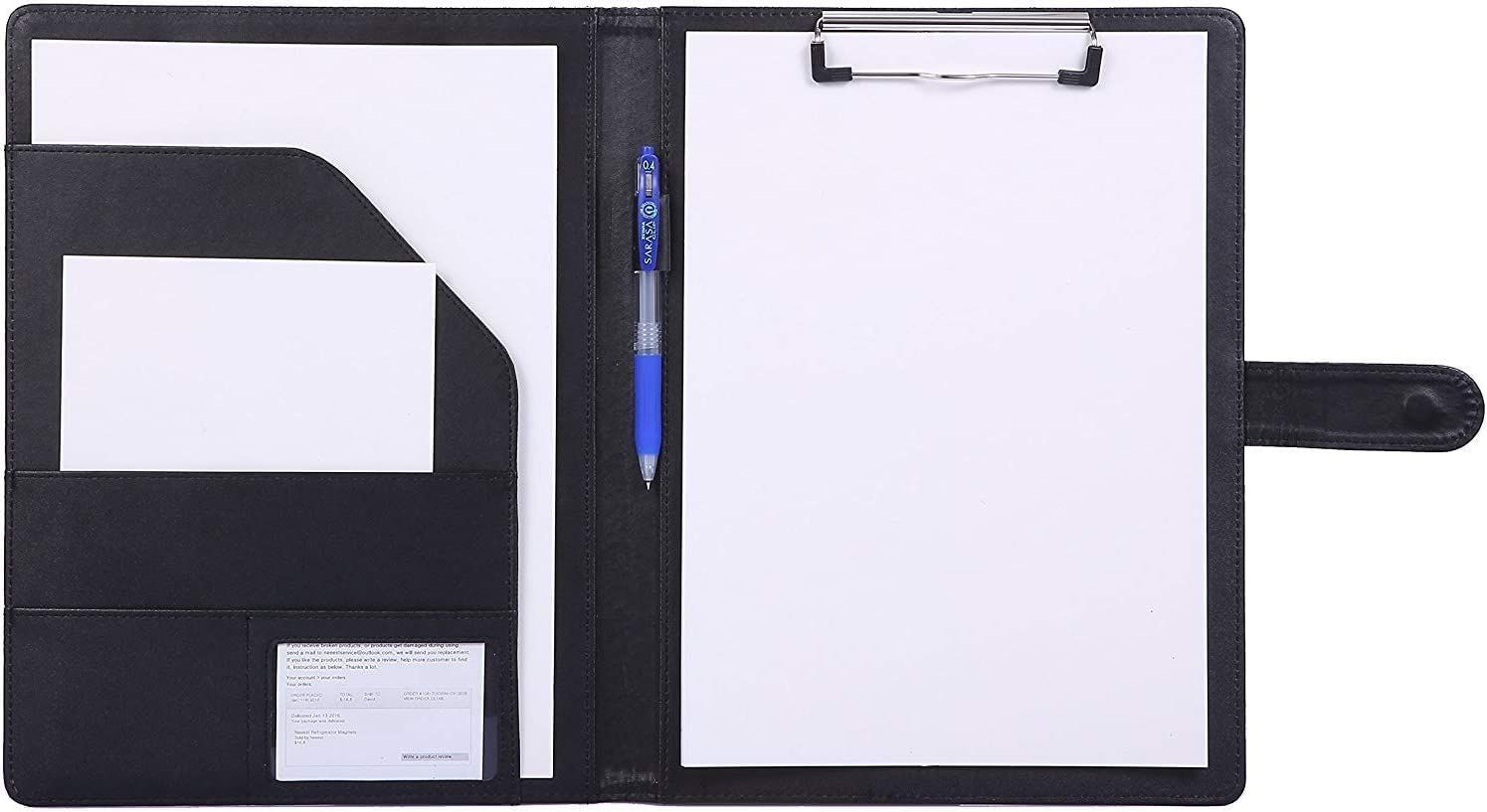 バインダー クリップボード A4 革 フォルダ 革会議パッド デスクパッド 署名書類フォルダー オフィス用品 事務用品黒 ブラック