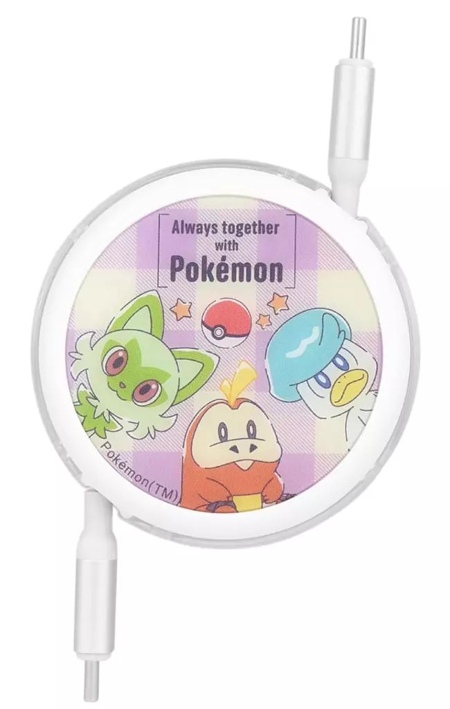 [Used] Adapter/Cord/Cable/Charger Naoha & Hogator & Kwass PD60W Compatible USB 2.0 Reel Type-C Cable “Pokemon”