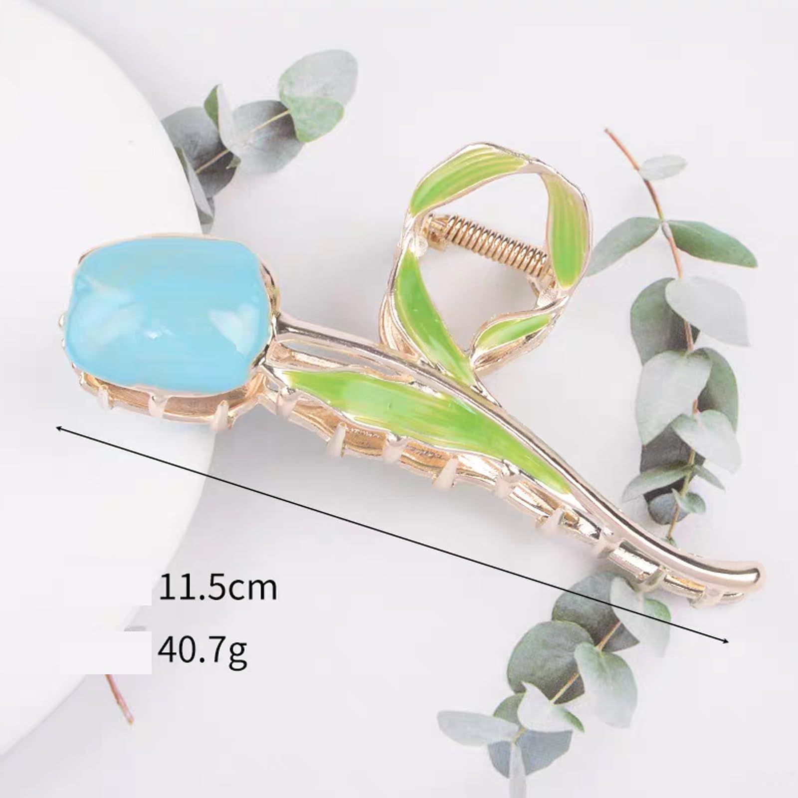 ヘア 髪飾り シンプル 髪留め 韓国風 オフィス おしゃれ 贈り物 ヘアクリップ レディース用 クリップ バンスクリップ 大きめ HAPVITAL 青いチューリップ