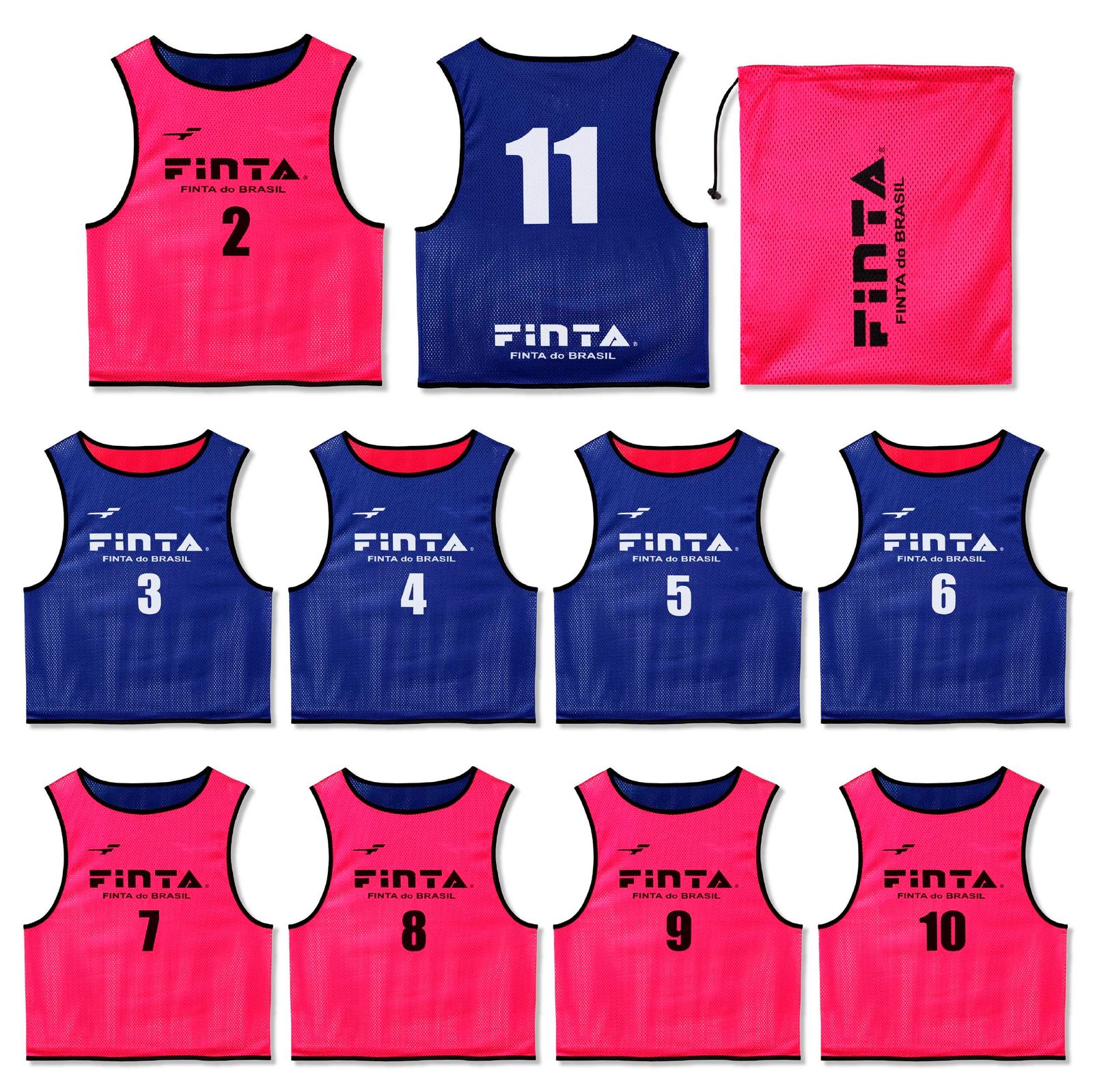 フィンタ FINTA サッカー フットサル ジュニア用 フリーサイズ 昇華リバーシブルビブス 10枚セット ピンク×ブルー FT3530-7221