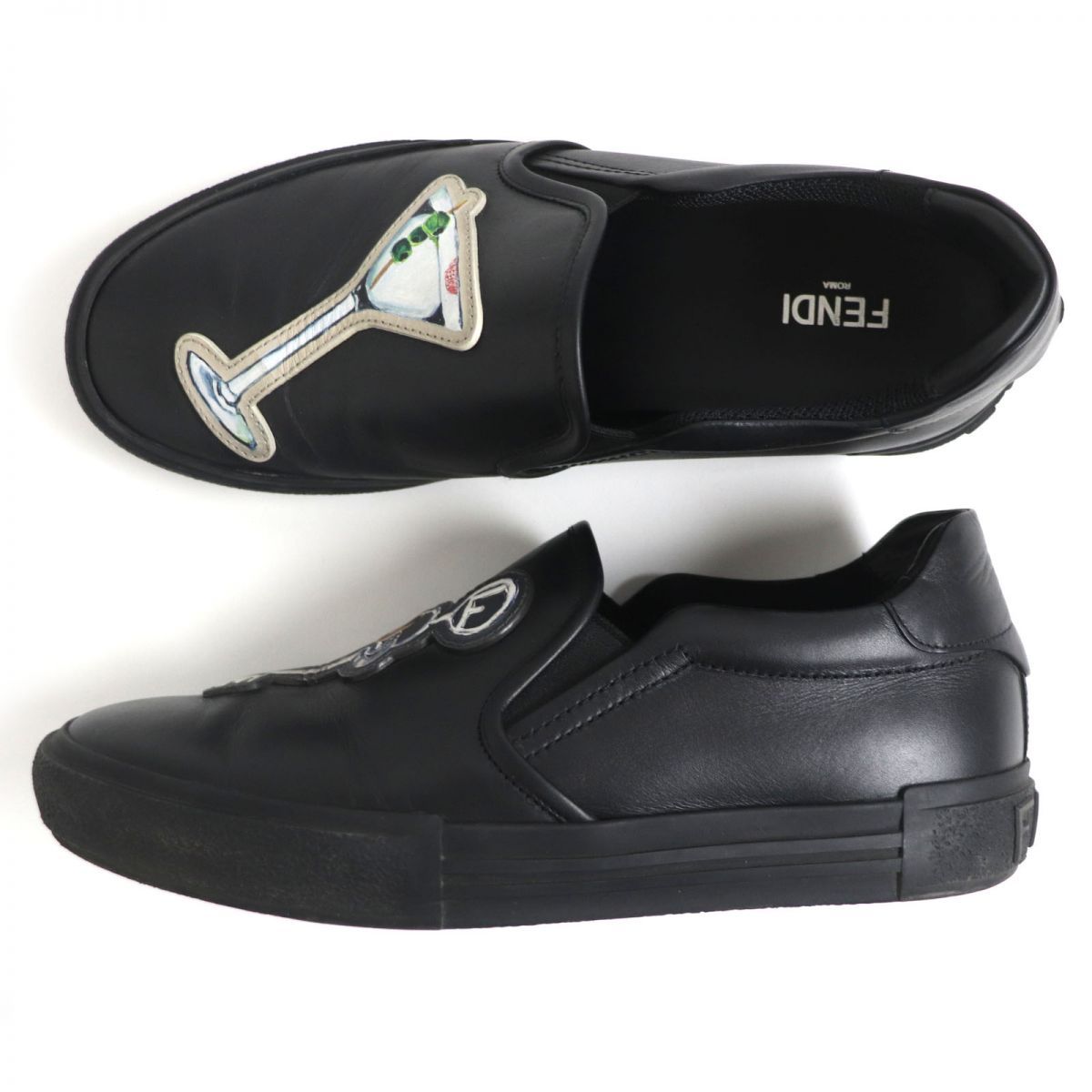 FENDI フェンディ レザー スニーカー スリッポン スカラップ