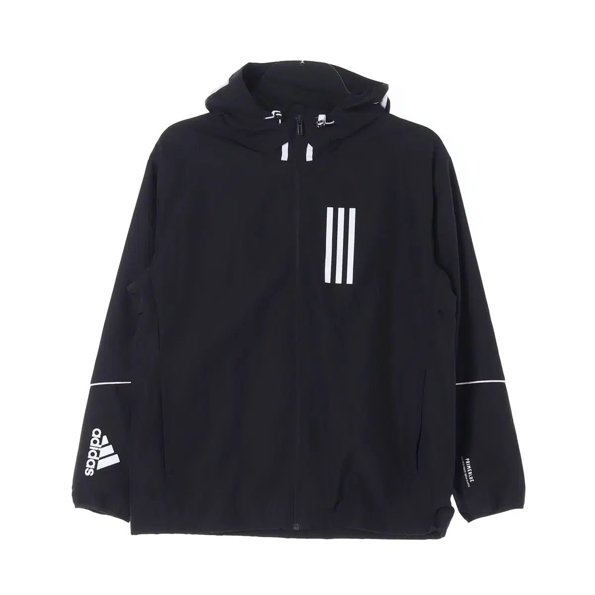 2XL adidas(アディダス) プライムブルー 3本線 ウインドブレーカー フード付き ジップアップパーカー