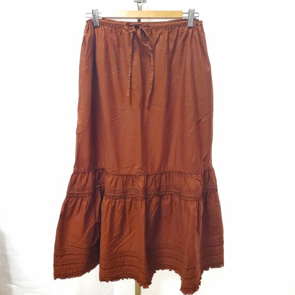 anc カネコイサオ KANEKO ISAO スカート 茶 ピンタック フリル ロング