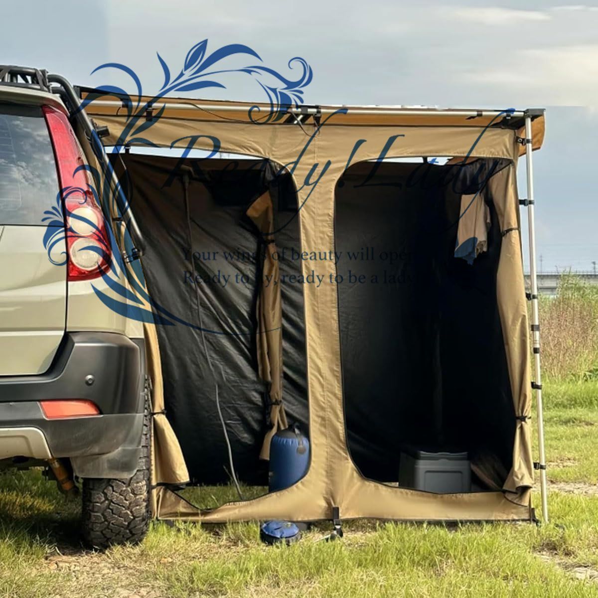 車用キャンプ用シャワーテント、ルーフラック用シャワーオーニング、屋根付き、車側シャワールーム、LEDライトストリップと収納バッグ付き  Amazon.co.jp: 車キャンプ用シャワーテント オーバーランドシャワーオーニング、SUVトラックバスルームテントプライバシー ...