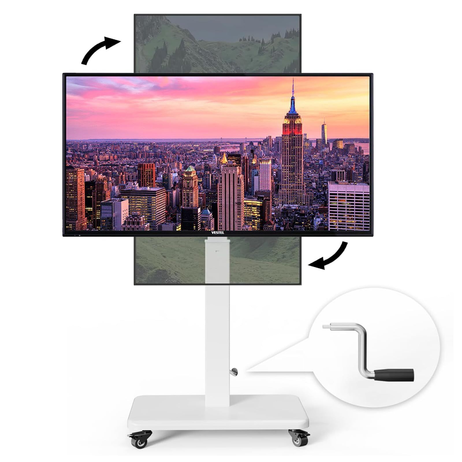 新着商品 荷重50kg コーナー VESA100*100-400*400 超省スペース 手回し昇降式 ハンドル調節 オフィス用|家庭用|学校|ビジネス展示用|病院業務用 TVスタンド 大型テレビスタンド ハイタイプ移動式 自立型 適格請求書発行可 高さ調節可