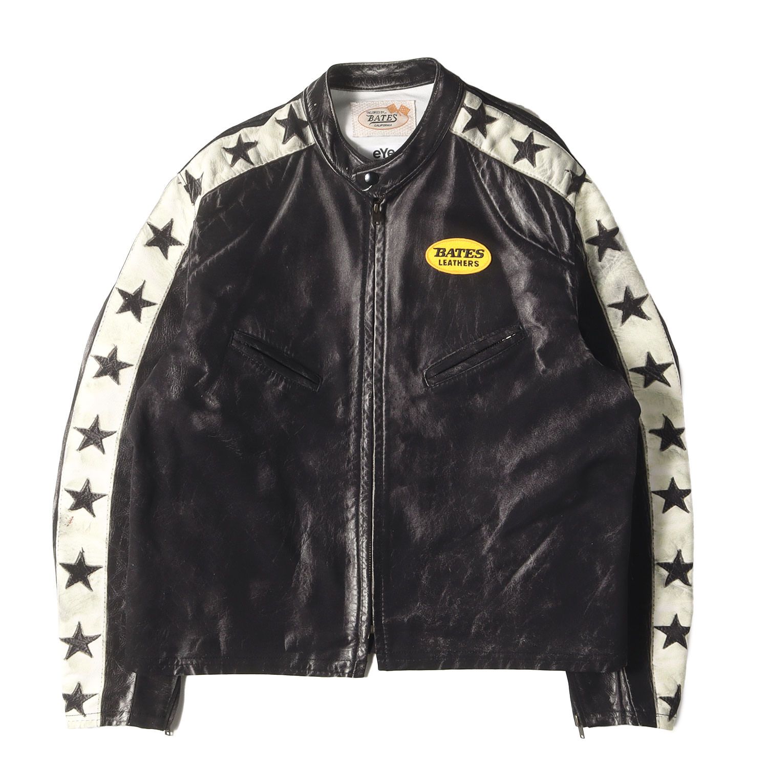 eYe JUNYA WATANABE MAN アイ ジュンヤ ワタナベ マン ジャケット ブラック 黒 サイズ M | BATES BerBerJin ヴィンテージ 転写プリント キャンバス シングル ライダース ジャケット コラボ メンズ