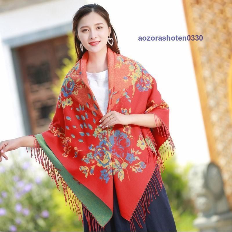 新品大判ショール花柄ストールマフラーscarfフリンジブラックブルーピンク茶色 楽天市場】チェック柄ストール 大判フリンジマフラー : にこにこ
