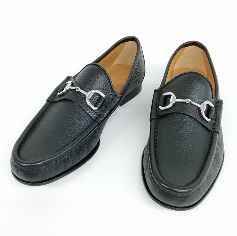 グッチ GUCCI 367762 ホースビット ローファー スリッポン レザー シューズ 6 ブラック SV金具