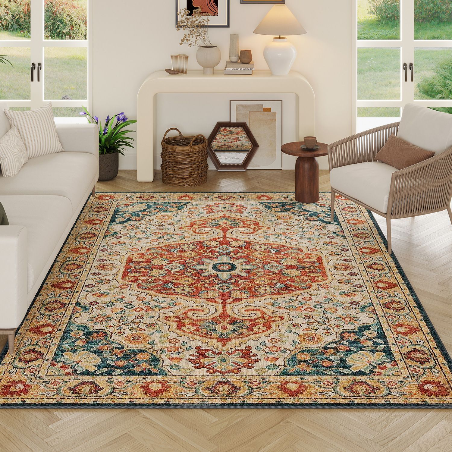 ペルシャ絨毯 120cm × 80cm ペルシャ絨毯 大きめ玄関マット 120×80cmサイズ｜手織ラグの店