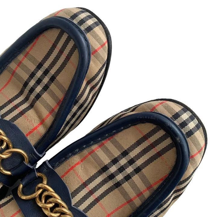 BURBERRY バーバリー キャンバス ローファー 40 メンズ ベージュ-