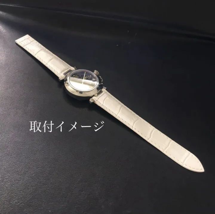 18mm 腕時計 凹型 革 イタリアンカーフレザーベルト ホワイト 白 【対応】カルティエ パシャC/35 Cartier - メルカリ