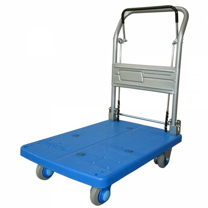 静音台車 ドラムブレーキ付 ハンドル折りたたみ式 最大積載量150kg PLA150-DX-DB ブルー