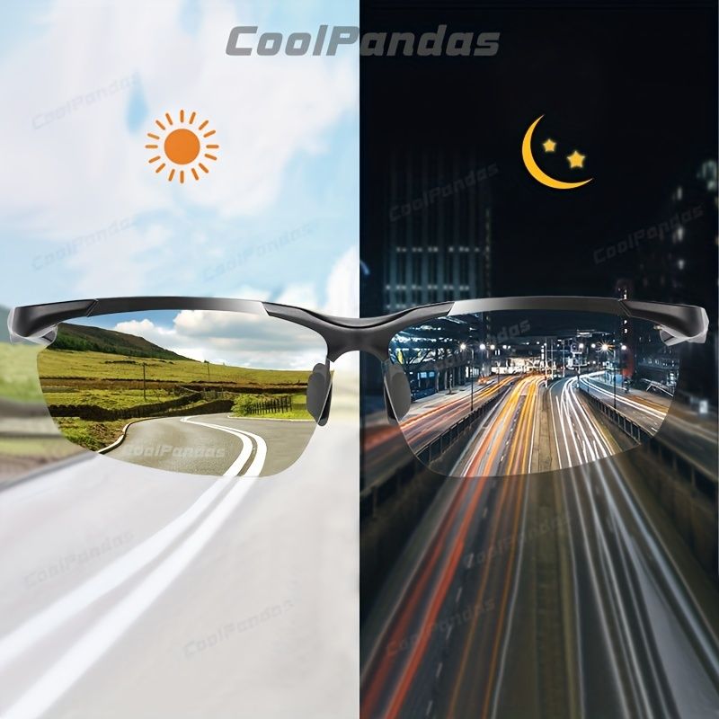 COOLPANDAS調光偏光サングラス、軽量・耐久性、日中・夜間対応、ドライブ・釣り・アウトドア