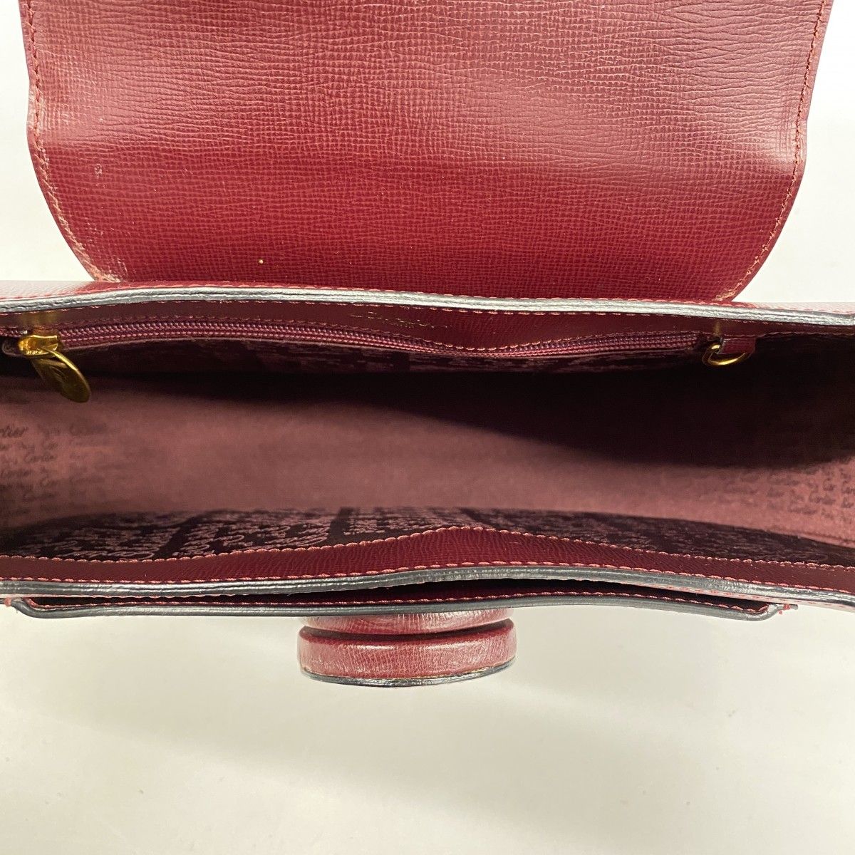 5ic2756】カルティエ ショルダーバッグ マスト レザー ボルドー  