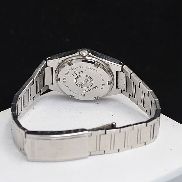 稼動 セイコー QZ シルバーウェーブ 1421-5420 ゴールド文字盤 メンズ