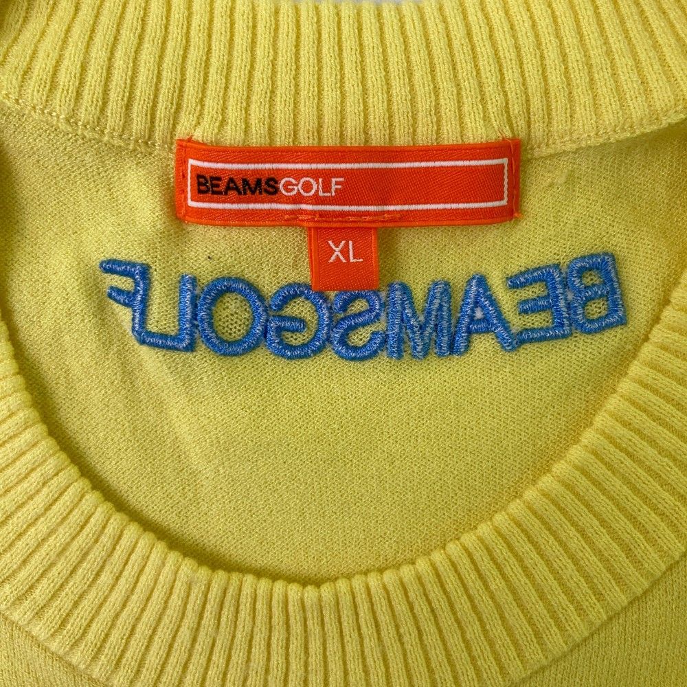 サイズ：XL BEAMS GOLF ビームスゴルフ  クルーネック ニットセーター  イエロー系 [240101423167] ゴルフウェア メンズ ストスト サイズ：XL BEAMS GOLF ビームスゴルフ クルーネック ニット