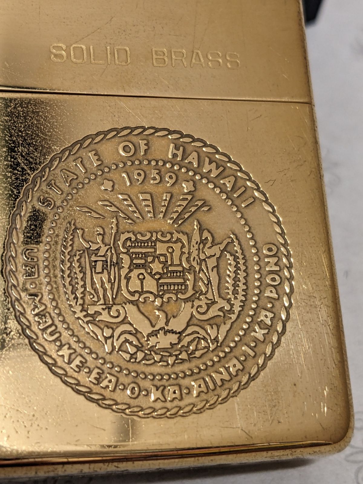Zippo ジッポー◎SOLID BRASS ハワイ州紋章 1987年製造 Zippo ジッポー◎SOLID BRASS ハワイ州紋章 1987年製造