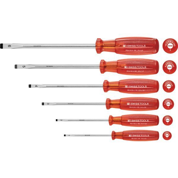 PB SWISS TOOLS ピービースイスツールズ 6本組 マルチクラフトハンドル マイナスドライバーセット 1463