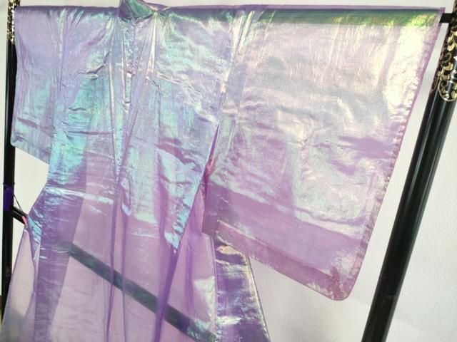 平和屋本店□極上 夏物 オーガンジー 透け感のある着物 小紋 暈し染め  