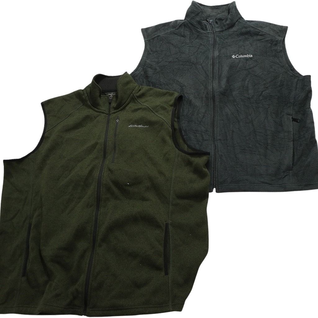 古着卸 まとめ売り ブランドMIX フリース ベスト 5枚セット (メンズ XL /2XL ) エディーバウアー 無地 中古 古着 MX7313 古着卸 まとめ売り ブランドMIX フリース ベスト 5枚セット