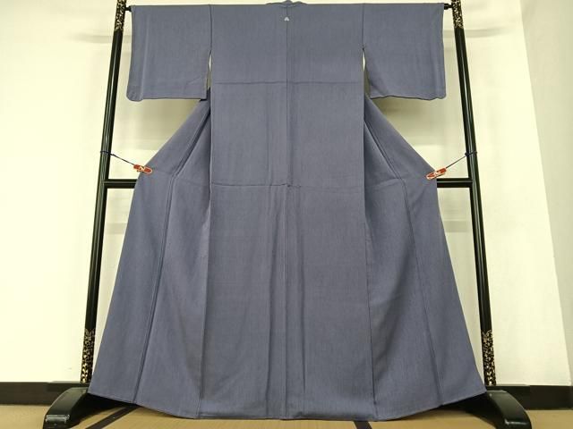 平和屋着物 上質な色無地 舞花地紋 深紫色 正絹 AABC0030zg