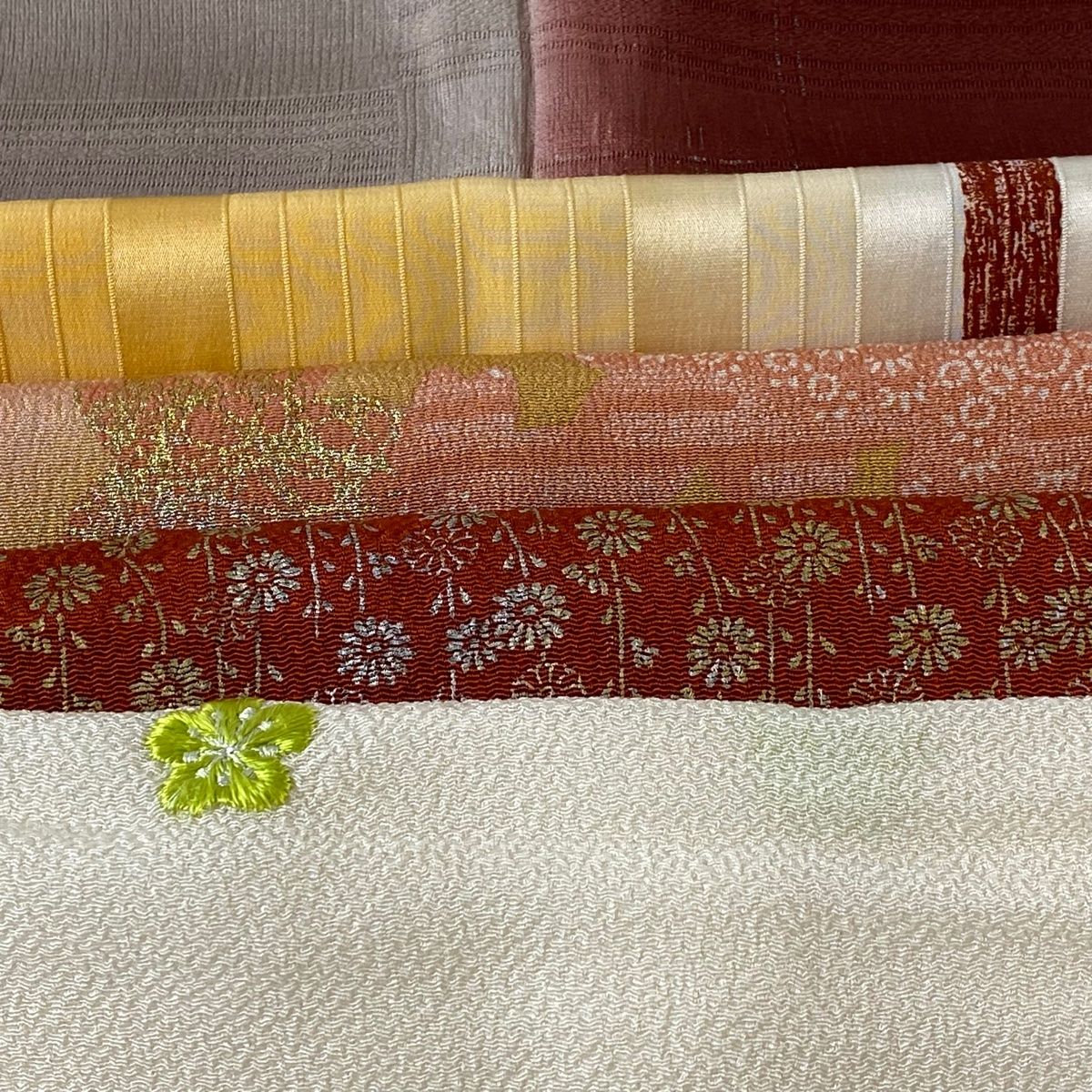 帯揚げ 優品 帯揚げ5枚セット クリーム 正絹 和装小物