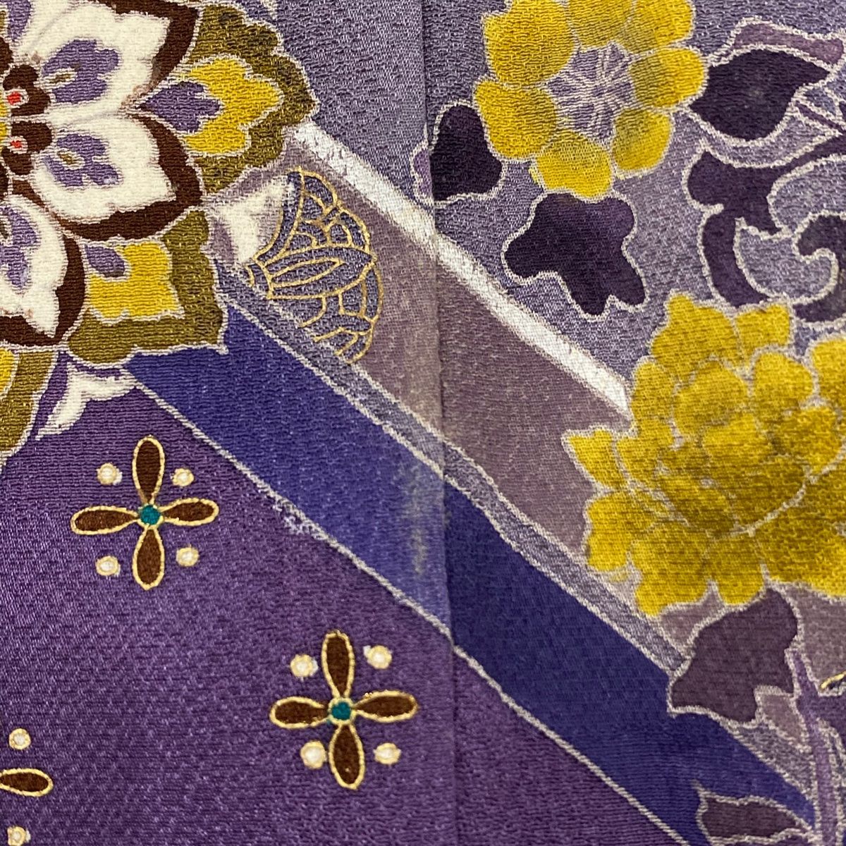 訪問着 身丈162.5cm 裄丈66cm M 袷 千地泰弘 落款 華文 花 