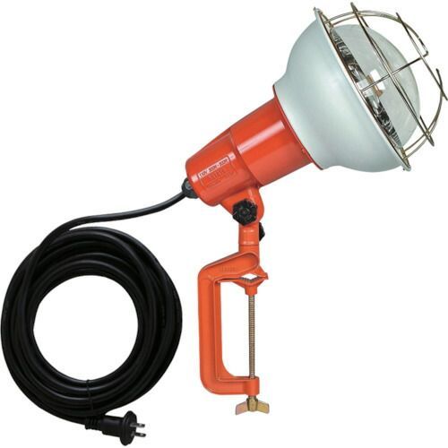 ハタヤ　防雨型作業灯　リフレクターランプ５００Ｗ　１００Ｖ電線５ｍ　バイス付